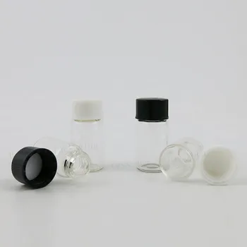 100 x 3ml Selge Tühi Mini Klaasist Pudel, millel on Plastikust Kaaned 1/10oz Mini Klaasist Viaali 3cc Kruvi Kaela Proovi Viaali Musta Kork