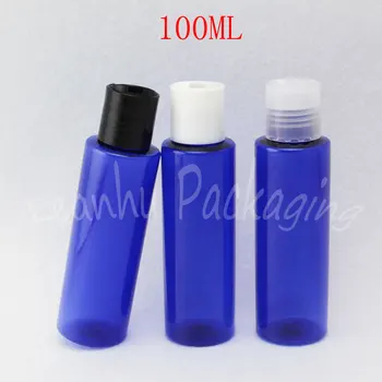 100ML Sinine Korter Õla Plastikust Pudel Plaadi Peal Kork , 100CC Tühi Kosmeetika Konteiner , Šampoon / Emulsioon Alam-villimise