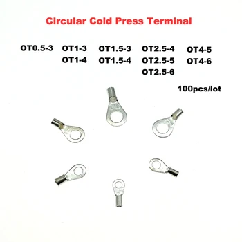 100tk Ringikujuline paljas külm lõpus klemmid Elektri-press terminal alasti juhtmeline pistik OT0.5-3~4-6 juhtmestik kaabel ferrules