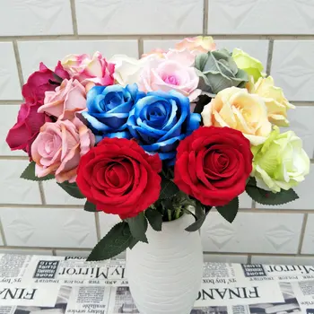 10tk Velvet Rose Kunstlikku Lille Kodu Kaunistamiseks Silk Flower Seina Tausta Pulm Kimp Maantee panevad Õie Kaunistamiseks