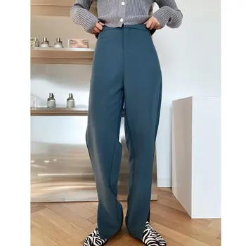 2021 Uus Naiste Kevad Püksid Kõrge Vöökoht Naiste Split Hem Vabaaja Püksid Naiste Püksid Outwear Moedisain Stright Püksid