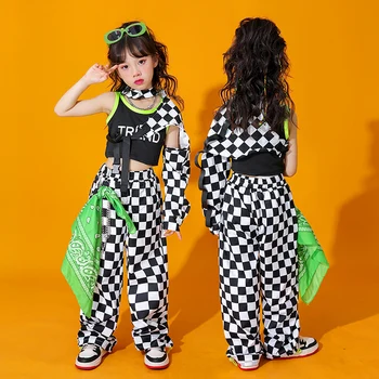 2022 Hip-Hop Tantsu Kostüümid Puhul Lapsed Ühe-Varruka Ruuduline Kpop Riided Tüdrukutele Jazz Performance Kostüümid Rave Riided DQS10498
