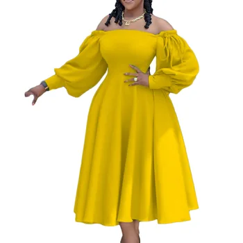 2022 Polüester Aafrika Kleidid Naistele Suvel Aafrika Naiste Pika Varrukaga Valge Kollane Põlve pikkusega Kleit Suve Riideid