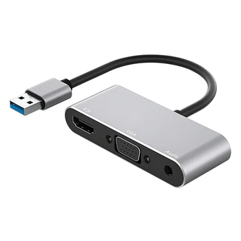 3-in-1 1080P USB 3.0 HDMI-ühilduv Adapter Kiire Kiirus Audio-Video Converter Kaasaskantav Lauaarvuti Tarvikud