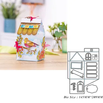 3D Piima Box House Metalli ja Terase Lõikamiseks Sureb Käsitöö DIY Scrapbooking Dekoratiivne Paber-Kaardid Tera Punch Šabloon Reljeef