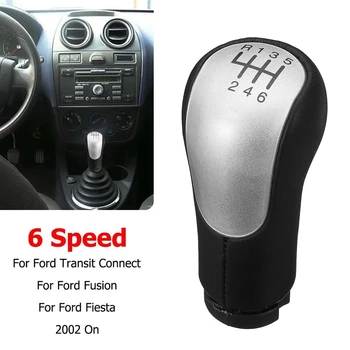 6 Speed Gear Shift Knob PU Nahast Käigukangi Hoova Käepide Pulga Ford/Fiesta/Fusion/Transit Connect 2002+ 2S6R7217AC
