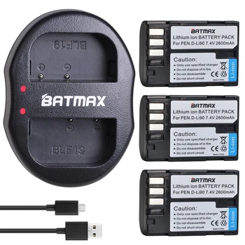 Batmax 3tk D-LI90 DLI90 Digitaalse Aku +USB Dual Charger PENTAX K-7 K-7D K-5 ja K-5 II 645D K01 K-3 K-3 II 645Z L15