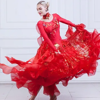 Bule Punane Roheline Roosa Uus Stiil Tantsusaal Standardi Tantsu Kleit Valss Konkurentsi Kleit Lady Tantsusaal Tantsu Kleit
