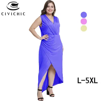 CIVI STIILNE Pluss Suurus Ebaregulaarne Zomer Jurk 2020 Naiste Suvised Maxi Kleit Seksikas V-Kaelus Varrukateta Kleid Elegantne Pool Vestidos DRS95