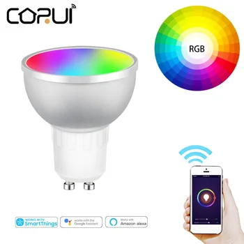 CoRui Tuya Zigbee 3.0 Gu10 Smart LED Lamp 5W RGBCW hääljuhtimine Tööd Alexa Echo Pluss Google ' i Kodu Ampull, Led Valgus