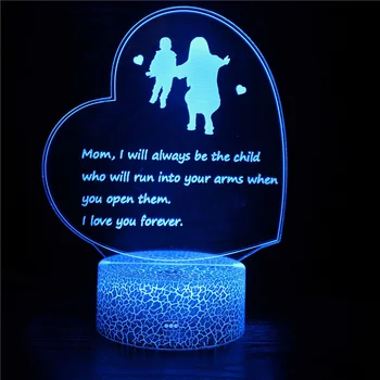Emadepäeva LED Öösel Tuled 3D Illusioon Lamp Kingitus Ema Sünnipäev Jõulud Tuba Teenetemärgi 7 Värvi voodi kõrval Laua Lamp Süttib
