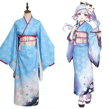 Genshin Mõju x Sweets Paradise Kamisato Ayaka Cosplay Kostüüm Kimono Varustus Halloween Carnival Ülikond