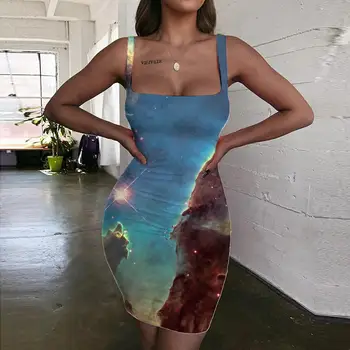 Giyu Brändi Galaxy Kleit Naistele Ruumi Bodycon Kleit Universumi Daamid Kleidid Art Sundress Udu Päitsed Varrukateta Naiste Rõivad