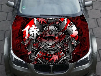 Jaapani samurai mask auto kapuuts decal vinüül kleebis graafiline pakendi decal decal graafiline kapuuts decal kohandatud sobib mis tahes auto