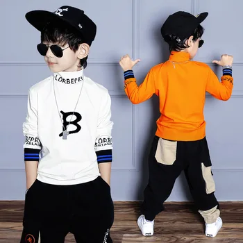 Kevadel Puuvillane T-Särk Uus korea Versiooni Poiste Pikad Varrukad Tops jaoks Teismeline Vabaaja Laste Streetwear Riided 6 8 10 12 14Y