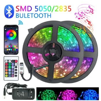 LED Ribad Tuled Bluetooth Luces Led RGB 5050 SMD 2835 Paindlik Veekindel Teip Diood 5M 10M 15M DC 12V pult+Adapter