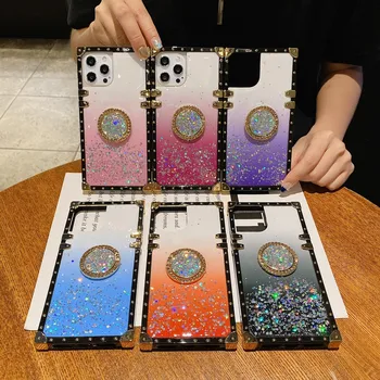 Luksus square kalle glitter telefoni puhul diamond seista iPhone 13 12 mini 11 Pro Max X XS XR 7 8 Pluss tilk kaitse puhul