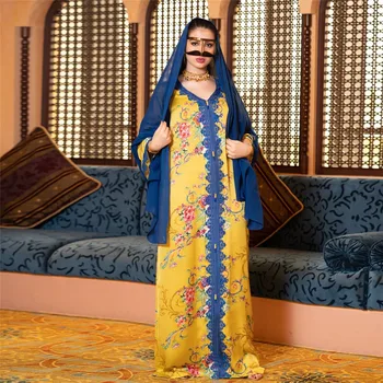 Lähis-Ida Abayas Hijab Naistel Moslemite Etniline Õie Printida Maxi Kleit, Türgi, Araabia, Islam Jalabiya Kauhtana Maroko Kleit Vestidos