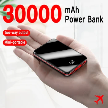 Mini Power Bank Kiire Laadimine Kaasaskantav 30000mAh Laadija 2USB Väljund Digitaalne Ekraan Välise Aku jaoks Mi Samsung iPhone