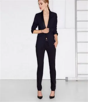 Must Sall Custom Rinnamikrofon Teinud, 2-Osaline Komplekt (Jope+Vest) Naiste Elegantne Püksid, Ülikonnad, Daamid Äri Pant Sobib Ametliku Office Sobib
