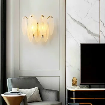 Põhjamaade luksus sulg seina lamp klaas lambivarju magamistuba öö lambi kaasaegse loomingulise elutuba taust seina riputamise tuled
