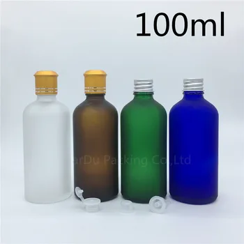 Reisi Pudel 100ml Green/blue/amber/läbipaistev Matistatud Klaasist Pudelisse, Ampulli eeterlikku Õli Pudel, Alumiinium Kork 10tk/palju