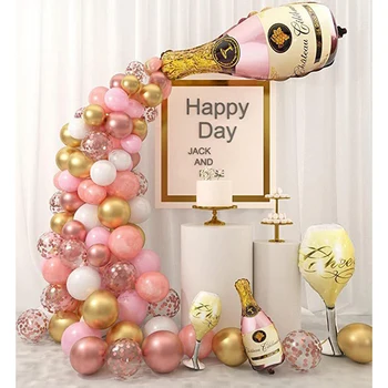 Rose Gold Latex Balloon Pärg Arch Kit Šampanja Pudel Veini Klaas Fooliumiga Õhupalli Sünnipäeva, Pulma Bachelorette Pool Kaunistused