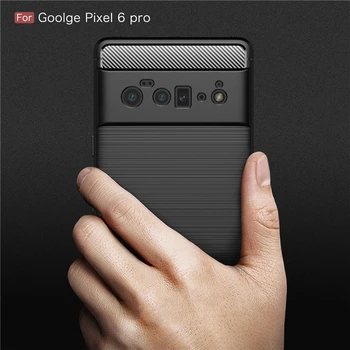 Süsinikkiust Muster Luksus Funda TPÜ Bumper Case For Google Pixel 6 Pro Kate Põrutuskindel Kest
