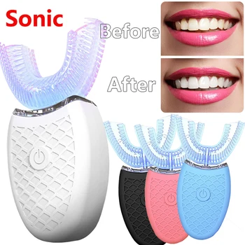 Täiskasvanud Sonic Elektriline Hambahari U Kujuline 360 Kraadi Automaatne Ultraheli hambahari Laadimine USB Hammaste Valgendamine Hambaharjad