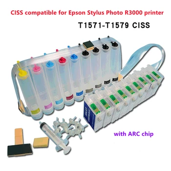 Tühi ühildub Epson Stylus Photo R3000 Printer CISS SÜSTEEM Koos KAAR kiip T1571-T1579 Pidev Tindi Süsteem 9Colors