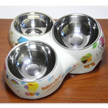 Uus cartoon trükkimine pet-pott topelt kaussi koera kaussi roostevabast terasest koera toidu kaussi non-slip lemmikloomatarbed