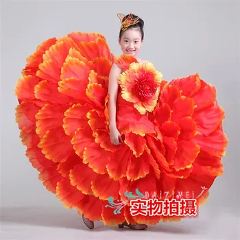 uus Children 's dance kostüüm laiendamine seelik kostüüm kaasaegse tantsu performance kanda lehe seelik hispaania flamenco kleit 540 720