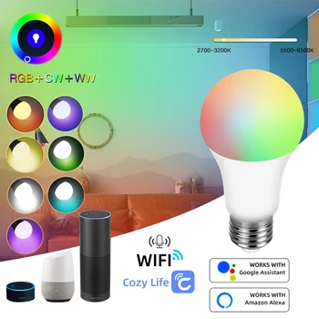 WiFi Smart Pirn 12W 15W 18W Hääl Kontrollitud Värvi RGB E27 Juhitava Jaoks Alexa/Google Assistent 85-265V Home Valgustus Teenetemärgi